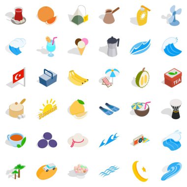 Türkiye'de meyve Icons set, izometrik tarzı