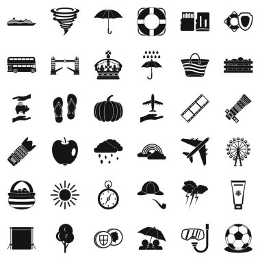 Şemsiye Icons set, basit tarzı