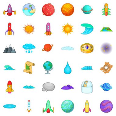 Güneş sistemi Icons set, karikatür tarzı