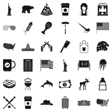 ABD bayrağı Icons set, basit tarzı