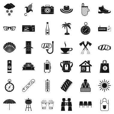 Küçük tatil Icons set, basit tarzı