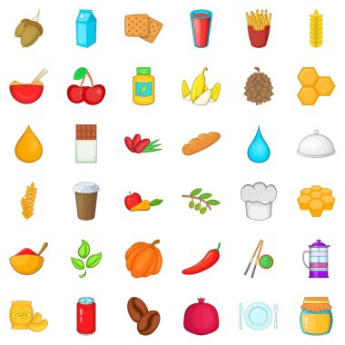 Yarı vejetaryen simgeler ayarla, tarzı çizgi film