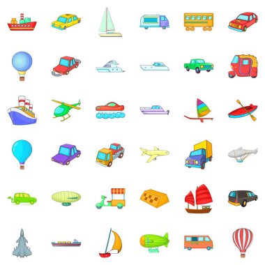 Büyük araç Icons set, karikatür tarzı