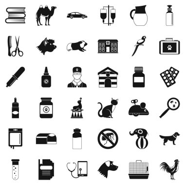 Veteriner hastalık Icons set, basit tarzı
