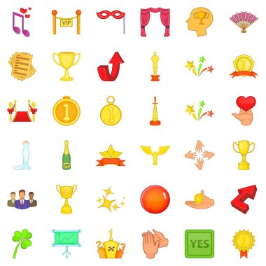 Spor Icons set, karikatür tarzı zafer