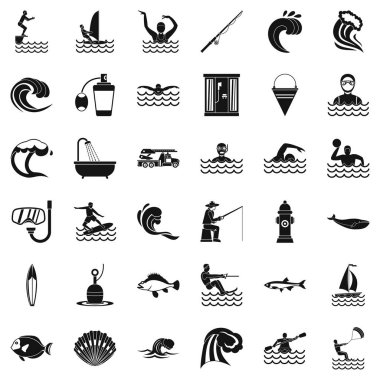 Saflık su Icons set, basit tarzı
