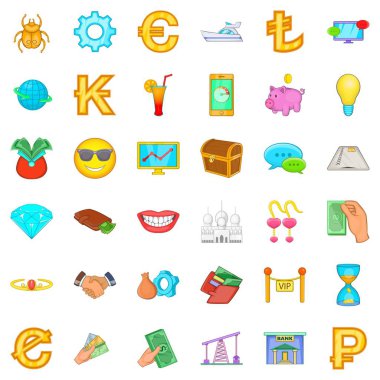 Finans Icons set, karikatür tarzı