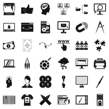 Web Pazarlama Icons set, basit tarzı