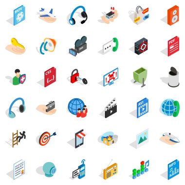 Web Pazarlama Icons set, izometrik stili