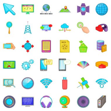 Web harita Icons set, karikatür tarzı