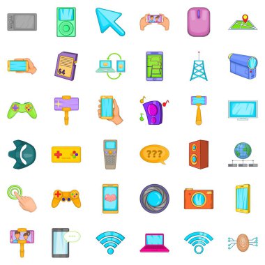 Web ekipman Icons set, karikatür tarzı