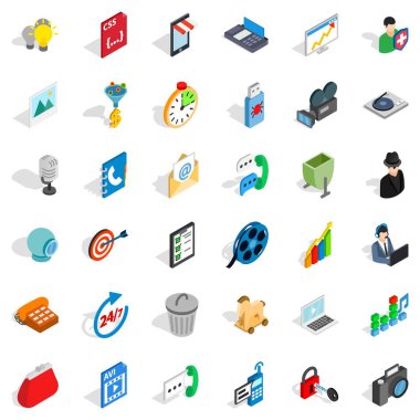 Web sayfası Icons set, izometrik stili