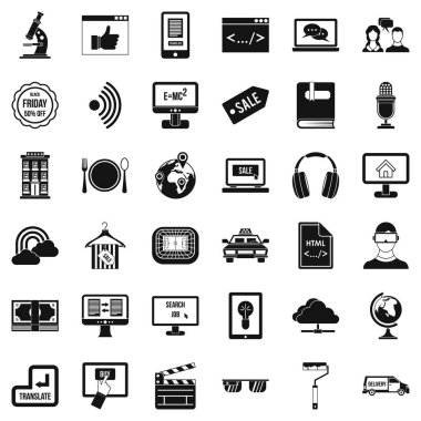 Web mesajı Icons set, basit tarzı