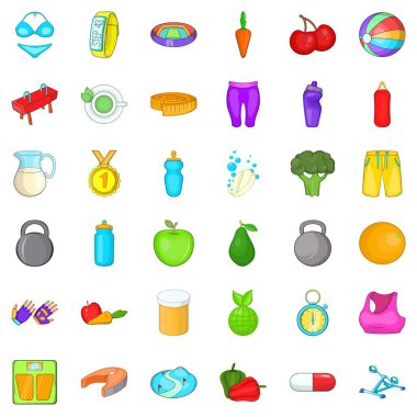 Sağlık Icons set, karikatür tarzı uygun