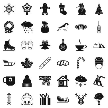 Kış giysileri Icons set, basit tarzı