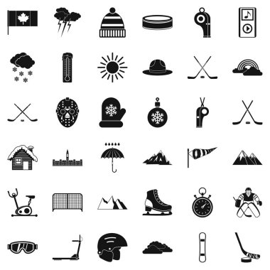 Kış Icons set, basit tarzı tahmin