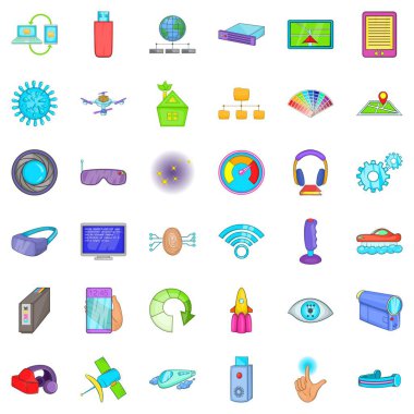 Radyo teknoloji Icons set, karikatür tarzı