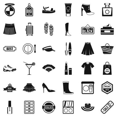 Kadın dükkanı Icons set, basit tarzı