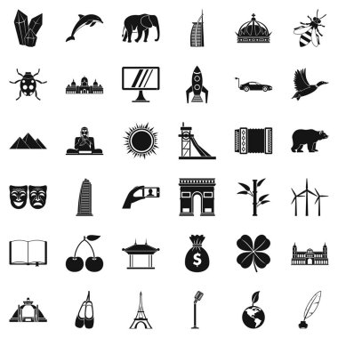 İyi dünya Icons set, basit tarzı