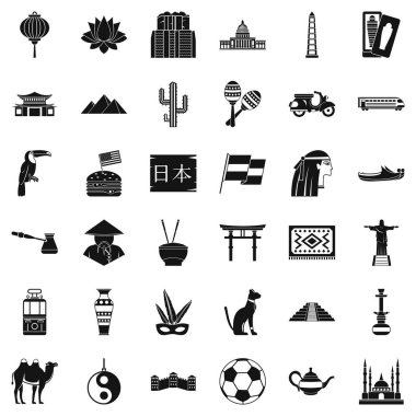 Dünya seyahat Icons set, basit tarzı