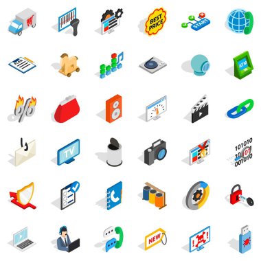 Www spam Icons set, izometrik stili