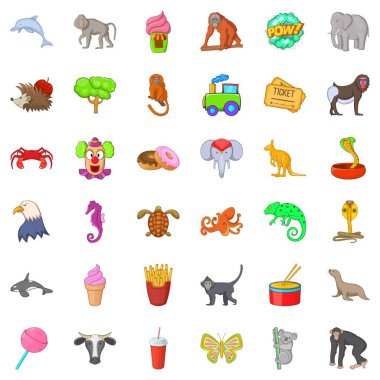 Komik sirk Icons set, karikatür tarzı