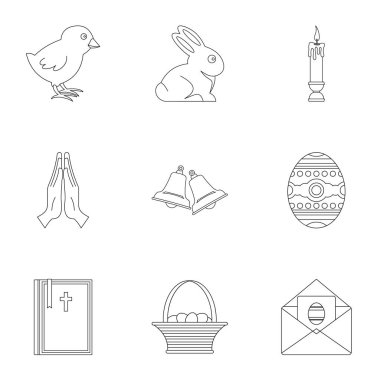 Paskalya günü simge seti, anahat stili