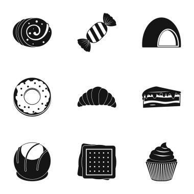 Farklı tatlı simge seti, basit tarzı