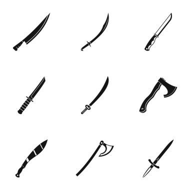 Kanatlı silah simge seti, basit tarzı
