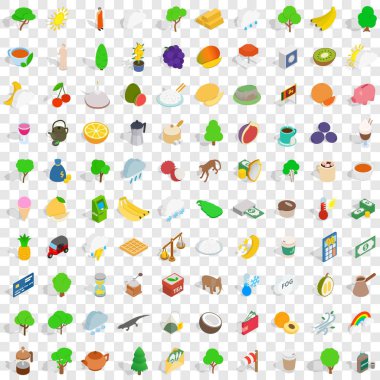 100 sri lanka Icons set, izometrik 3d tarzı