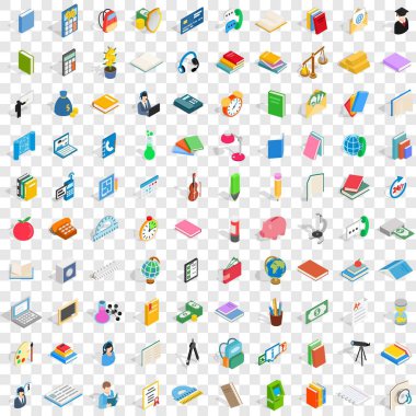 100 ileti örneği Icons set, izometrik 3d stili