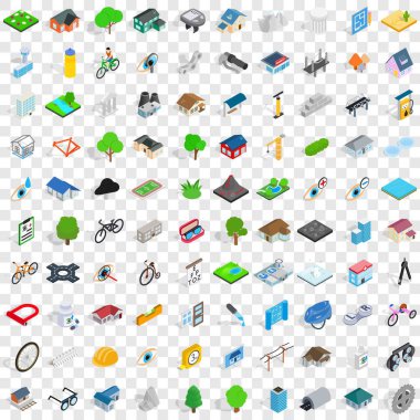 100 yapısı Icons set, izometrik 3d stili