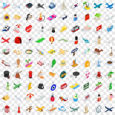 Icons set, izometrik 3d stil touring 100