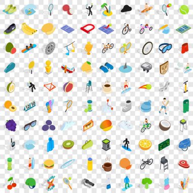 100 kupa ve Ödülleri Icons set, izometrik tarzı