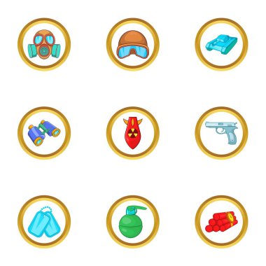 Silahlandırma Icons set, karikatür tarzı