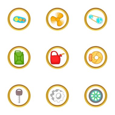 Araba tamir servisi Icons set, karikatür tarzı