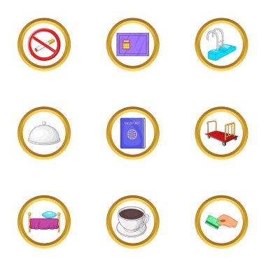 Otel paketi Icons set, karikatür tarzı
