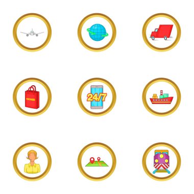 Icons set nakliye, karikatür tarzı