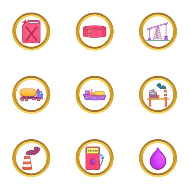 Sanayi Icons set, karikatür tarzı