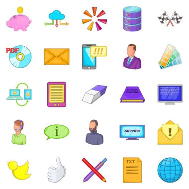 Para transferi Icons set, karikatür tarzı