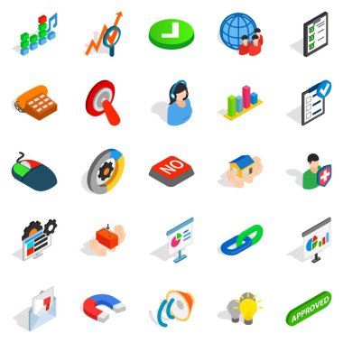 Mükemmel bir görevli Icons set, izometrik stili