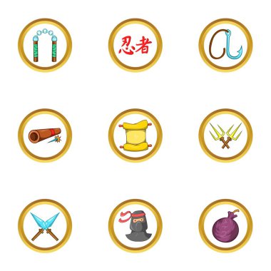 Ninja destiny simge seti, karikatür tarzı
