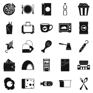 Yemek Icons set, basit tarzı