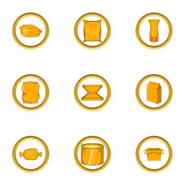 Ambalaj sanayi simge seti, karikatür tarzı