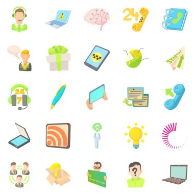 Mobil Telekomünikasyon Icons set, karikatür tarzı