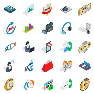 Yüzük Icons set, izometrik stili