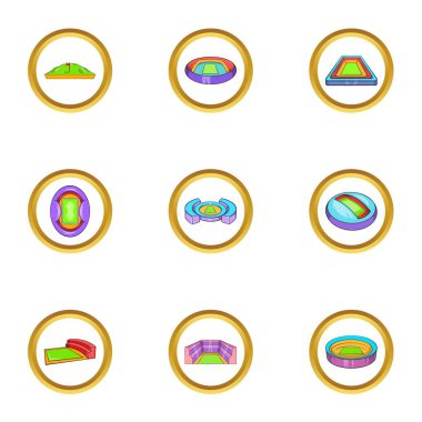 Spor Arena simge seti, karikatür tarzı