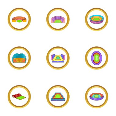 Spor binaları simge seti, karikatür tarzı