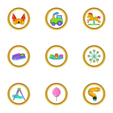 Eğlence Parkı simge seti, karikatür tarzı