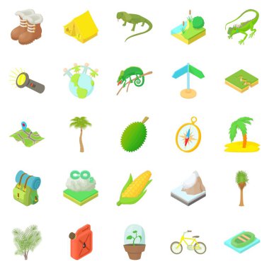 Turist Icons set, karikatür tarzı